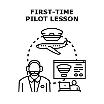 First time pilot learning flying aviation lesson Stock Illustration