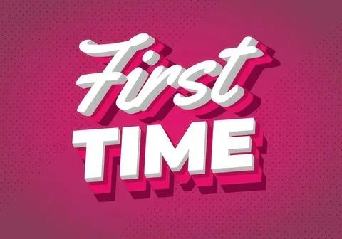 First time text on pink background with shadow effect Illustrazione stock