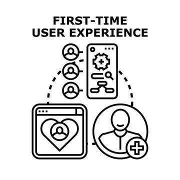 First time user experience onboarding process concept Stock Illustration