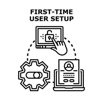 First time user setup process vector concept Stock Illustration