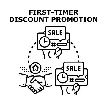 First timer discount promotion vector concept 库存插图