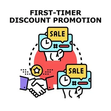 First timer discount promotion vector concept Stock Illustration