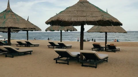 The first tourist perspective, which goes along the beach. A man sees beach c Stock Footage 139615407