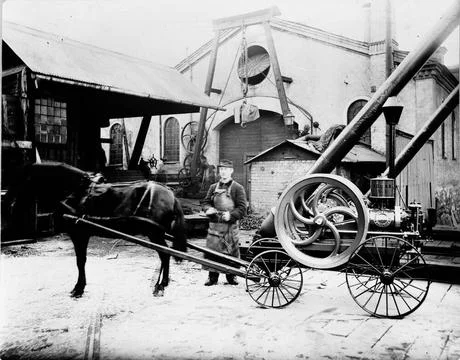The first transportable engine for the diamond drill company 1894. Copyrig... Foto stock