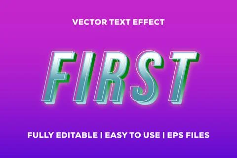 First vector text effect fully editable Stock Illustration