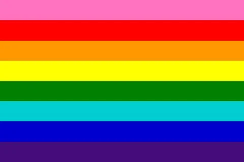 The first version of the rainbow LGBT flag from 1978. Stock Illustration
