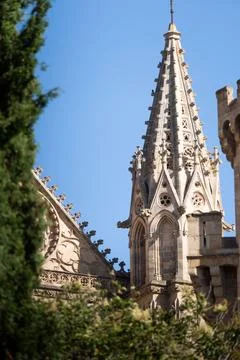 First view of Cathedral La Seu in Palma de Mallorca, Balearic island, Spain Stock Photos