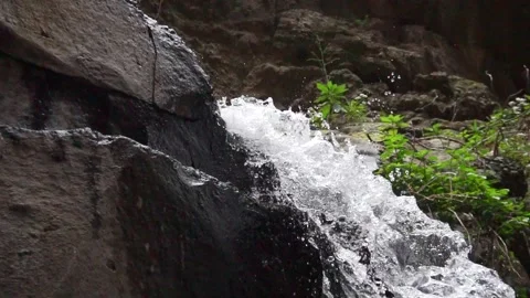 First waterfall of the Barranco de los Cernícalos, Gran Canaria, Canary Islands Stock Footage 130914994