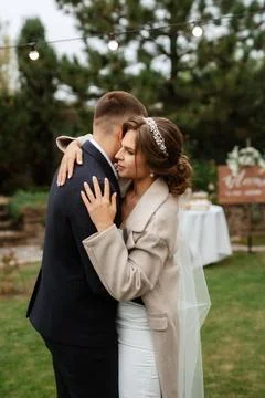 The first wedding dance of the bride and groom Stock Photos