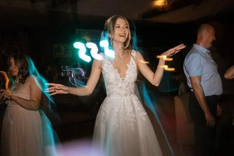 The first wedding dance of the bride and groom Stock Photos