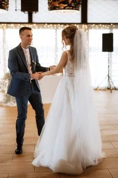 The first wedding dance of the bride and groom Stock Photos