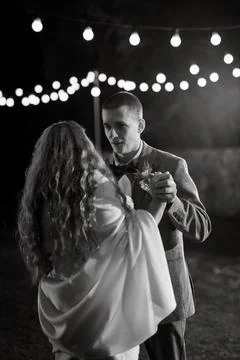The first wedding dance of the bride and groom Stock Photos