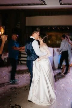 The first wedding dance of the bride and groom Stock Photos