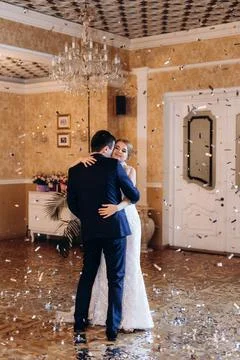 The first wedding dance of the bride and groom Stock Photos