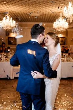 The first wedding dance of the bride and groom Stock Photos