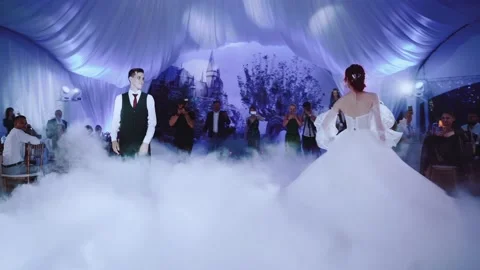 The first wedding dance of the newlyweds Stock Footage 166754723