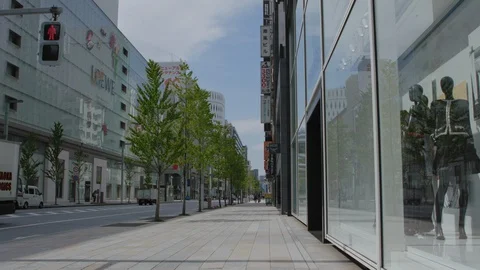 First weekend after emergency declaration of Tokyo Covid-19 Ginza Stock Footage 128177563