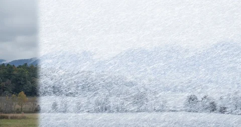 The First Winter Storm comes to Cades Cove in the Smoky Mountains Stock Footage 103295721