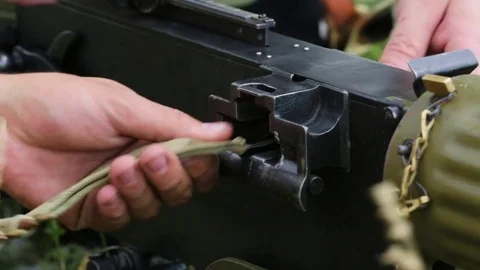 The first world war. Soldiers prepare a machine gun for battle Video stock 78251613