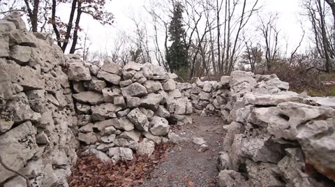 First World War trenches walk POV Video stock 47324134