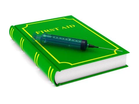 Firstaid book on white background. Isolated 3D illustration Stock Illustration