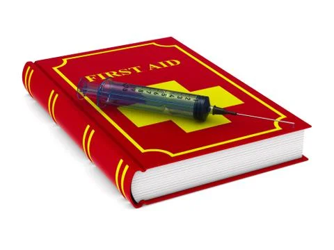 Firstaid book on white background. Isolated 3D illustration 스톡 일러스트