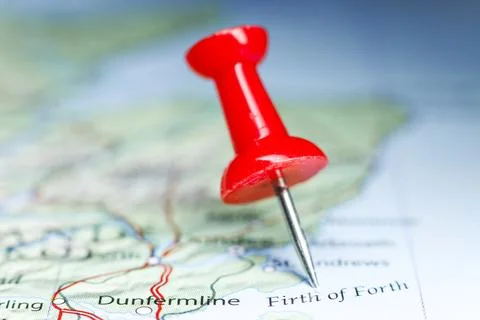 Firth of Forth, Great Britain pin on map Stock Photos