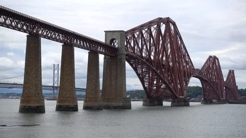 The Firth Of Forth Historic Rail Bridge Edinburgh Scotland Stock Footage 83547741