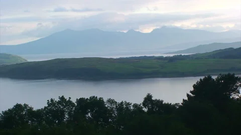 Firth from a small altitude shows large green peninsula 스톡 동영상 39986929