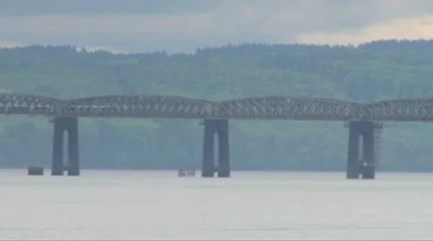 Firth of Tay Rail Bridge Stock Footage 8359319