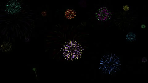 FIRWORKS ON BLACK Video stock 255294865