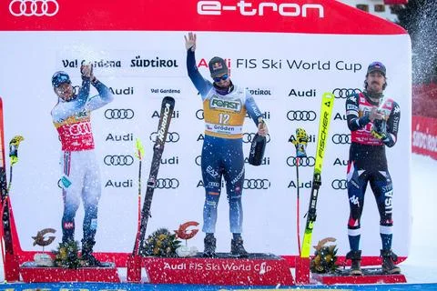 FIS Alpine Skiing World Cup in Val Gardena, Italy - 16 Dec 2023 Stock Photos