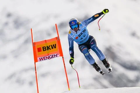 FIS Alpine Skiing World Cup in Wengen, Switzerland - 10 Jan 2024 Stock Photos