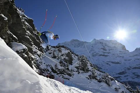 FIS Alpine Skiing World Cup in Wengen, Switzerland - 11 Jan 2024 Stock Photos