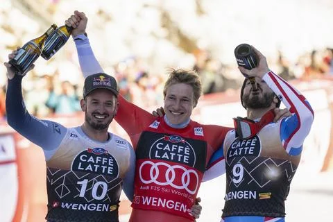 FIS Alpine Skiing World Cup in Wengen, Switzerland - 13 Jan 2024 Stock Photos