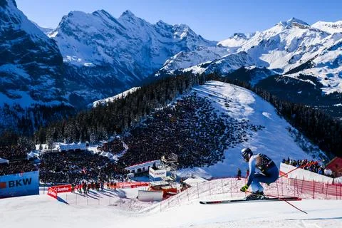 FIS Alpine Skiing World Cup in Wengen, Switzerland - 13 Jan 2024 Stock Photos