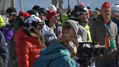 F.I.S Freestyle World Cup event at the Eagle Superpipe, Park City, UT. Stock Footage 98012668