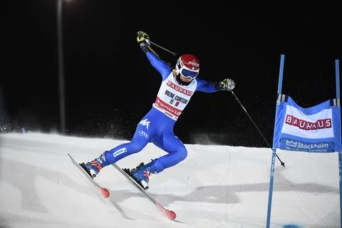 FIS Ski World Cup parallel slalom city event in Stockholm, Sweden - 30 Jan 2018 스톡 사진
