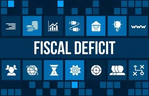 Fiscal deficit concept image with business icons and copyspace. Stock-Illustration