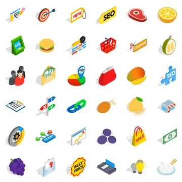 Fiscal icons set, isometric style Stock Illustration