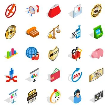 Fiscal icons set, isometric style 스톡 일러스트