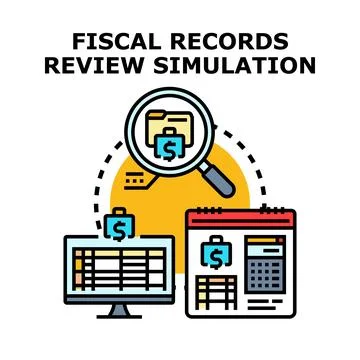 Fiscal records review simulation concept illustration Stock Illustration