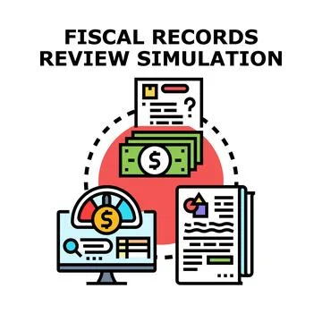Fiscal records review simulation concept vector illustration Stock Illustration