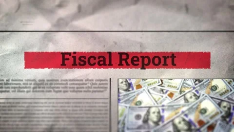 Fiscal Report Title on Digital Newspaper Stock Footage 317055338