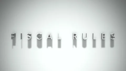 Fiscal rules 3D title animation with shadows on a white background Stock Footage 297856384