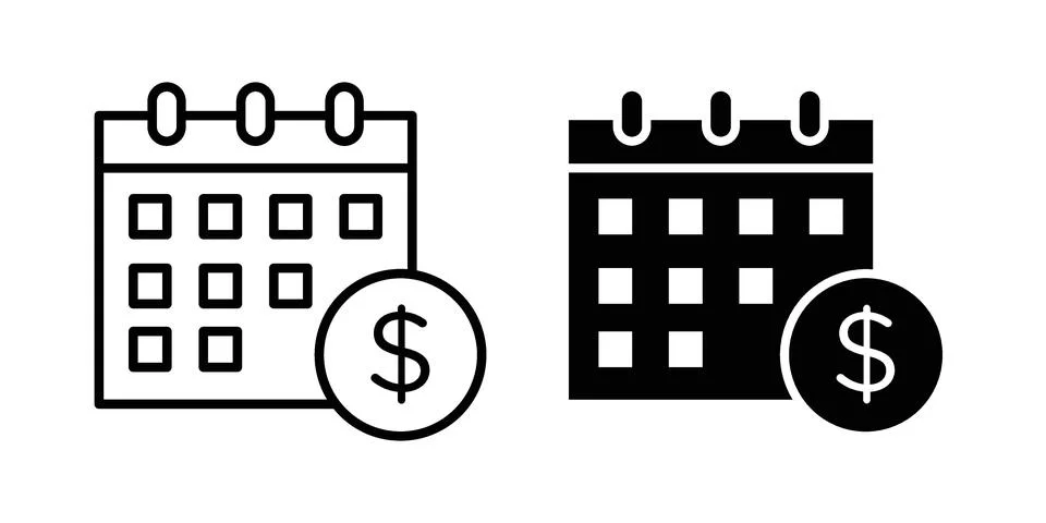 Fiscal year icon set modern line and solid style collection. イラスト素材
