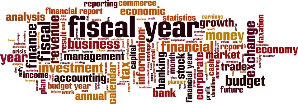 Fiscal year word cloud Stock Illustration