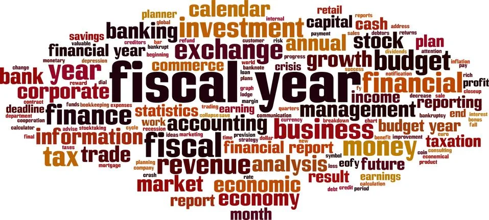Fiscal year word cloud Stock Illustration