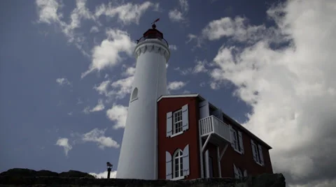 Fisgard Lighthouse and Clouds Time Lapse Stock Footage 32080149