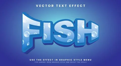 Fish 3d editable text effect Stock Illustration